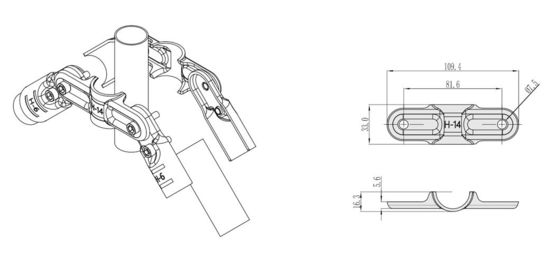 H-14 Black Electrophoresis Lean Pipe Connector Joint For 28mm 28mm Lean Pipe